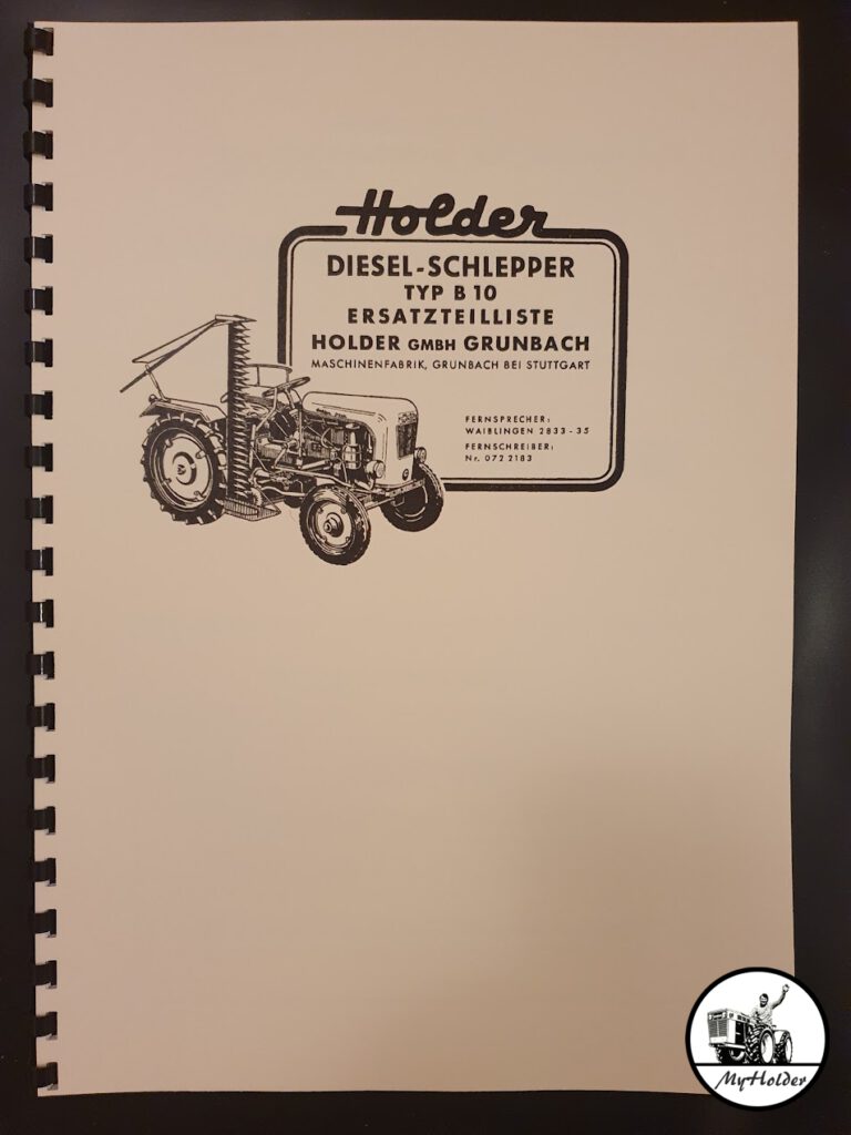 Holder Diesel-Schlepper Typ B10 Ersatzteilliste