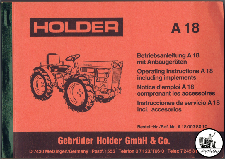 Holder A18 Betriebsanleitung mit Anbaugeräten