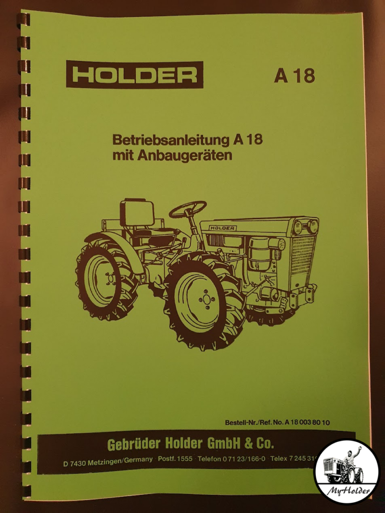 Holder A18 Betriebsanleitung mit Anbaugeräten