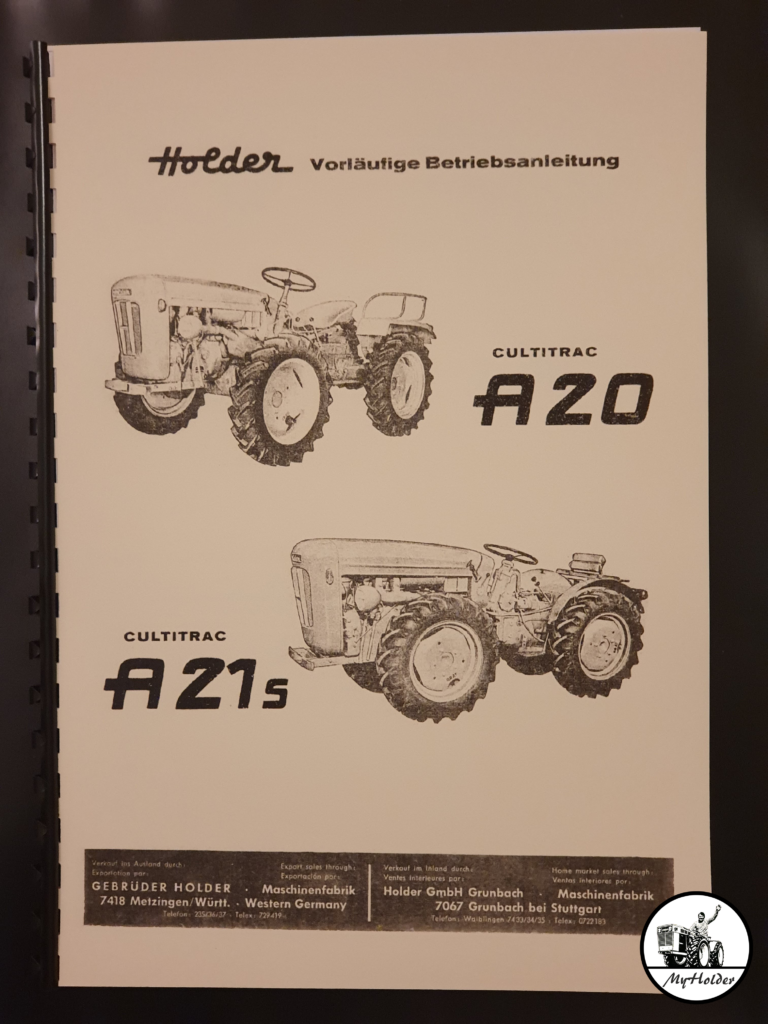 Holder A20 A21S Vorläufige Betriebsanleitung