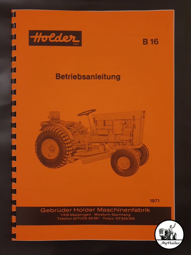 Holder B16 Betriebsanleitung 1971